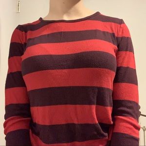 Prince & Fox Red Striped Long Sleeve T-Shirt (size large)